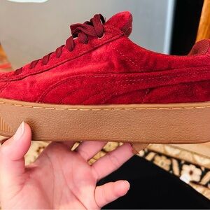 Red Suede Platform puma sneakers